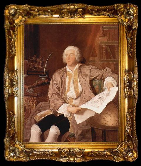 framed  Aved, Jacques-Andre-Joseph Portrait of Carl Gustaf Tessin, ta009-2